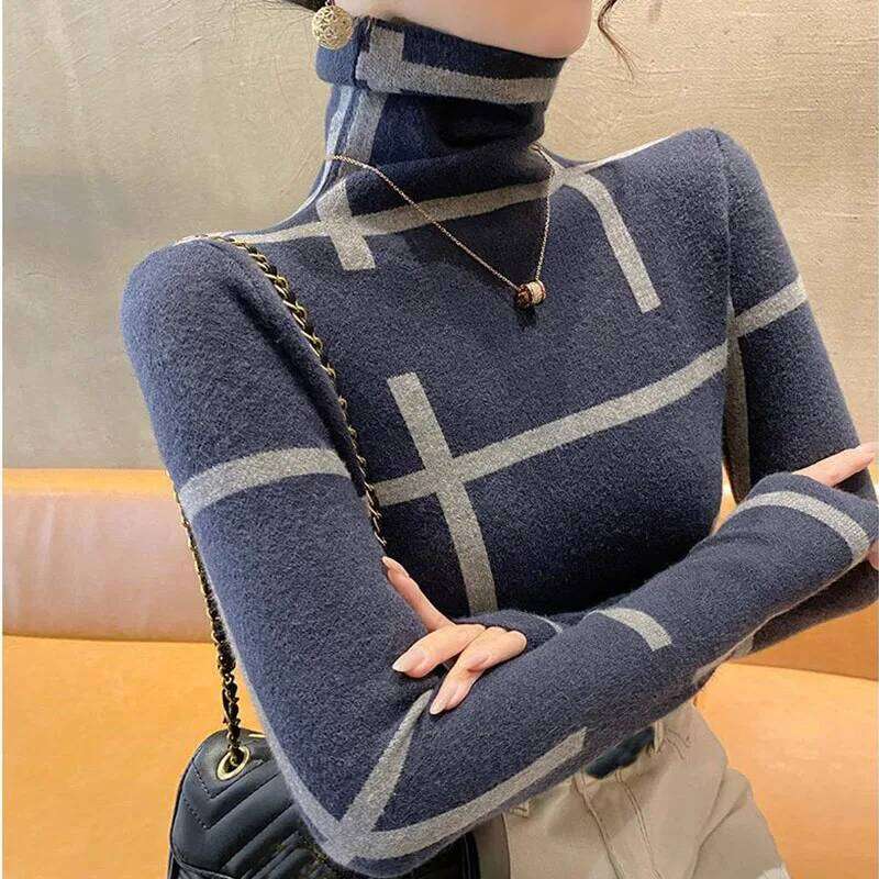 High neck base shirt autumn and winter fashionable new pullover knitted sweater women inner top Z260313