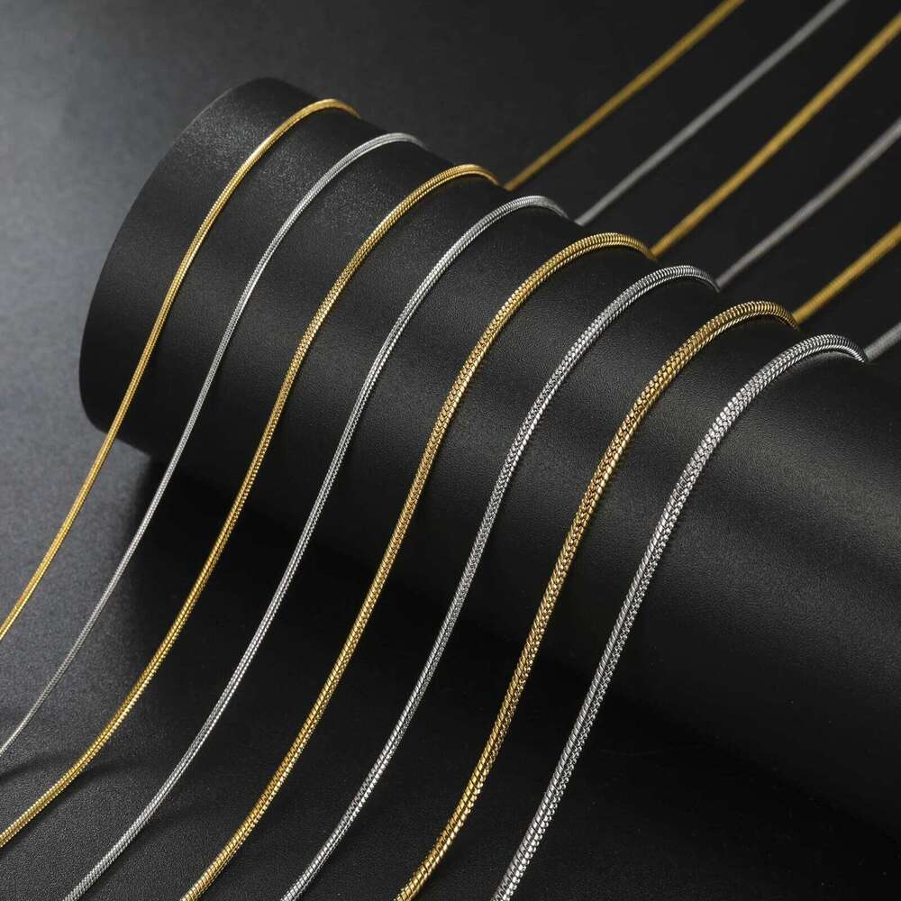 Skyrim Stainless Steel Gold Color Round Snake Chain Necklace Women Men Long Neck Chains Trendy Punk Jewelry Gift Wholesale H260312
