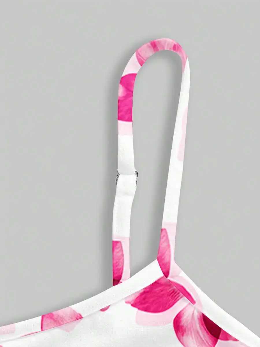 Womens Casual Floral Print Knit Mini Dress Crisscross Thin Straps Lettuce Hem Detail Stylish Going-Out StyleT260314