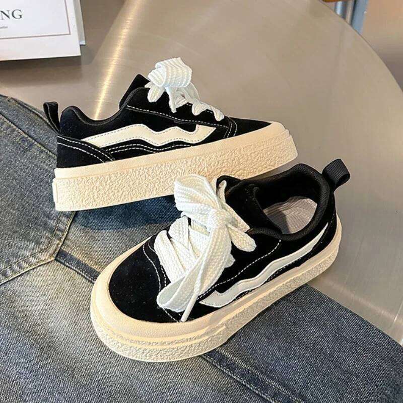 Children Striped Canvas Performance for Boys Toddler Girls Thick Bottom Platform Shoes Tennis 6-14 Y Spring Autumn 26Y0313