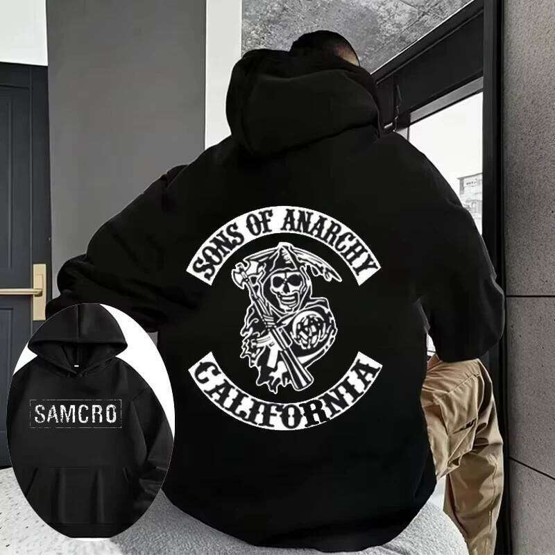 SAMCRO's Autumn Winter Printed Pure Cotton Fashion Trend Hip-hop Loose Casual Hoodie for Men and Women, The Son of Anarchy Z260315
