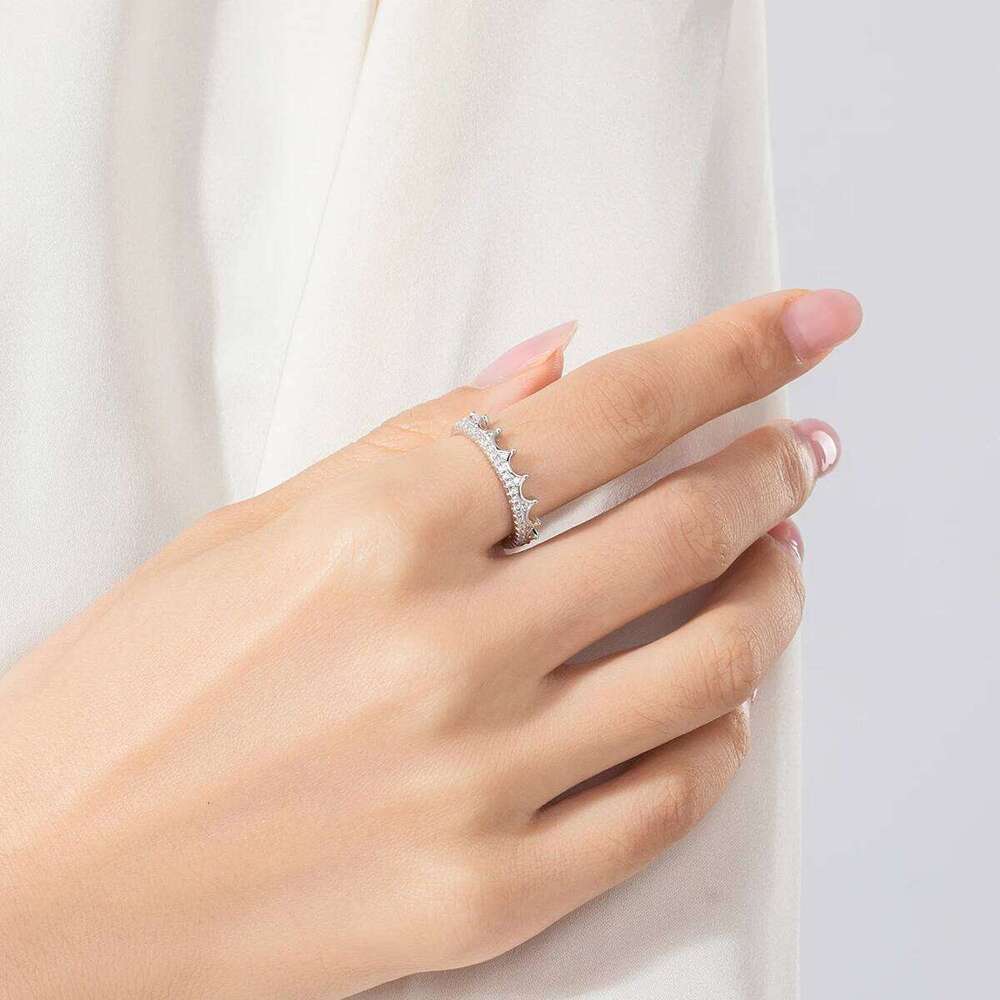 MODIAN 925 Sterling Silver Clear CZ Trendy Crown Open Size Adjustable Finger Ring For Women Wedding Statement Fine Jewelry Gifts H260312