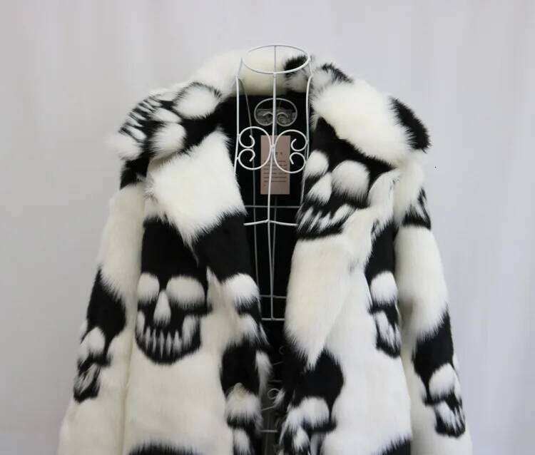 Single Breasted Men Faux Mink Skulls Cardigan Jacket Outerwear Thick Warm Fur Spliced Pockets Casual Loose Winter Z260313