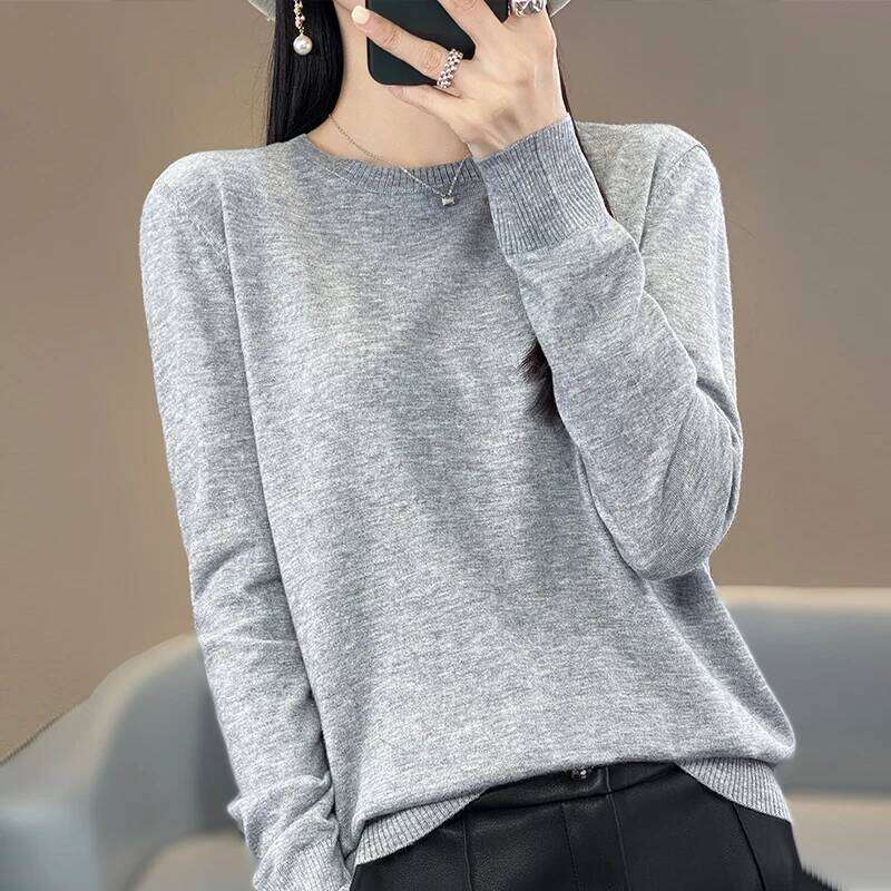 Hot Sales Autumn Women's Pullover Cashmere Knitted Sweater Chic Tops Spring Fine Wool Thin Jumper Casual O-Neck Women Shirt Z260313