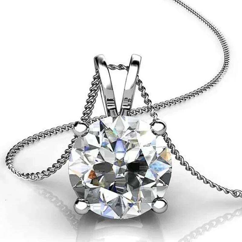 Ne'w Simple Design Round Cubic Zirconia Pendant Necklace for Women Silver Color Brilliant Wedding Engagement Statement Jewelry H260312