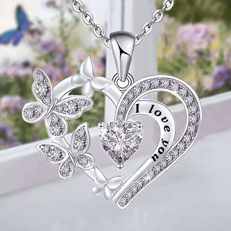 Huitan Purple/White Butterfly Pendant Necklace for Women Aesthetic Female Neck Accessories Wedding Party New Trendy Jewelry H260312