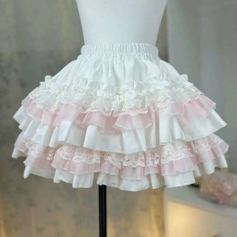 Japanese Kawaii Lolita Style Princess Cake Women Sweet Cute Lace Ruffles Party Mini Skirt Fairy Harajuku Y2k Faldas Mujer Z260314