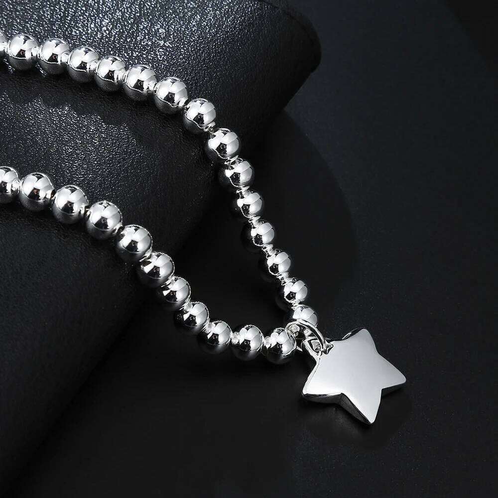 925 sterling silver 4MM Bead Chain Star Pendant Bracelets for women Fashion Party Wedding Accessories Jewelry Gifts Z260313