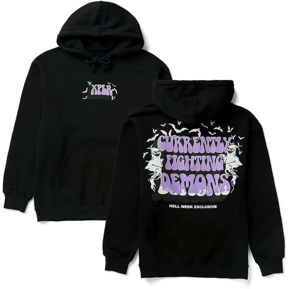 XPLR Sam and Colby Hell Week Fighting Demons HW Halloween Merch Hoodies Unisex Hooded Sweatshirt Casual Clothing Popular Top Z260314