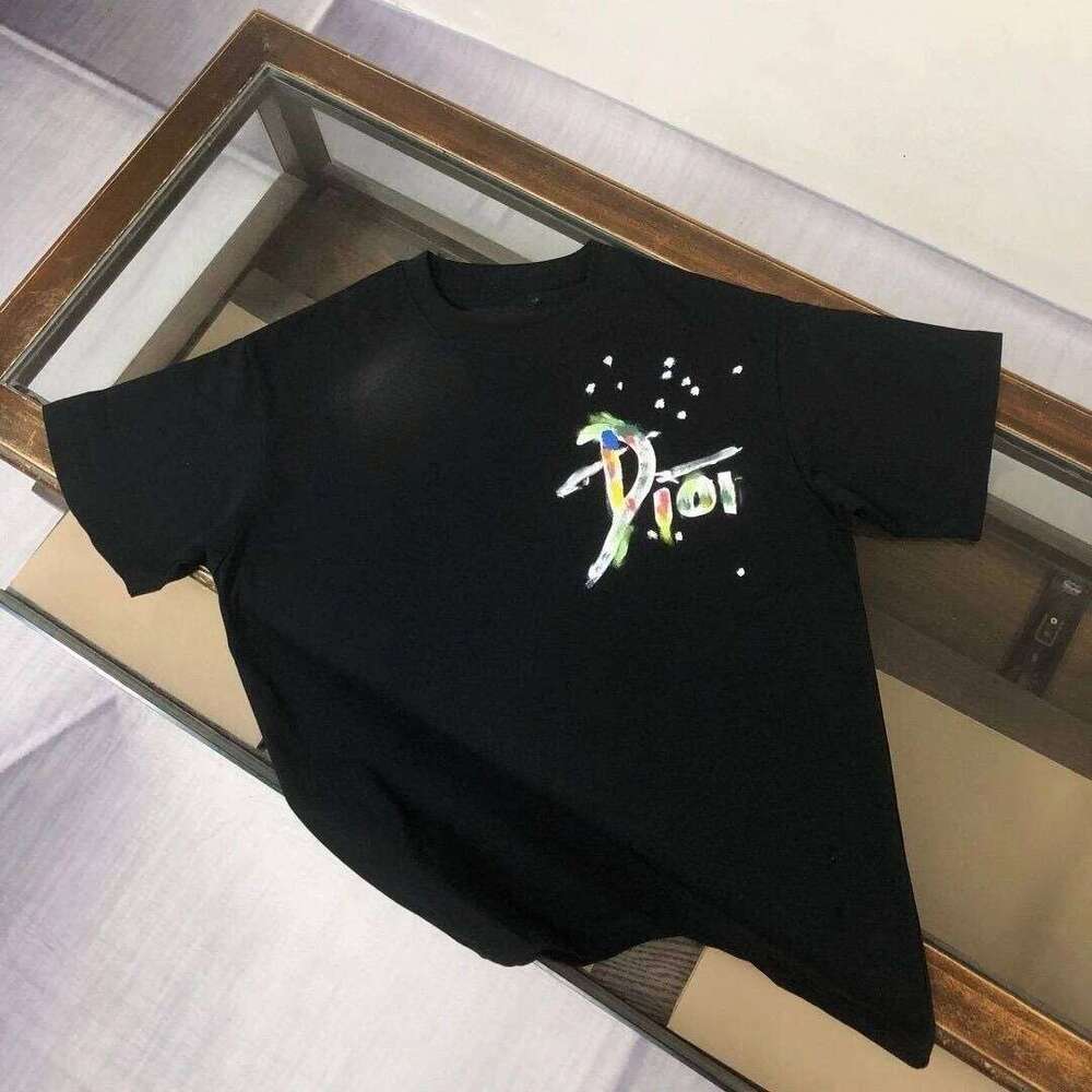 New High Quality Cotton Colorful Alphabet Graffiti Graphic Printed Men's and Women's T-Shirts Round Neck Loose Short Sleeve Z260314