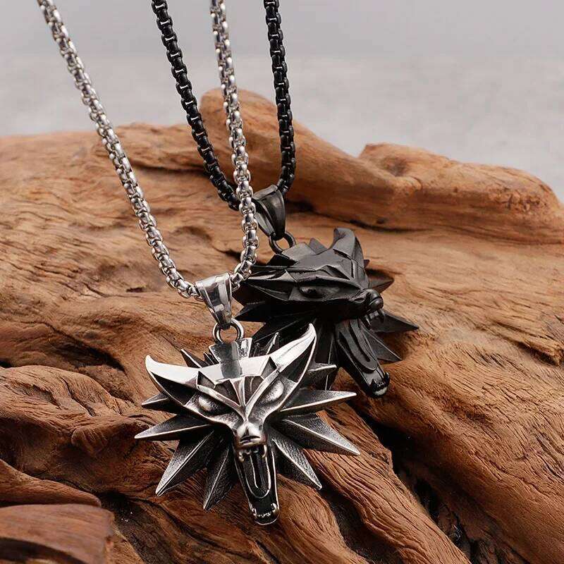 New Trendy Witcher Wolf Head Pendent Necklace for Men H260312