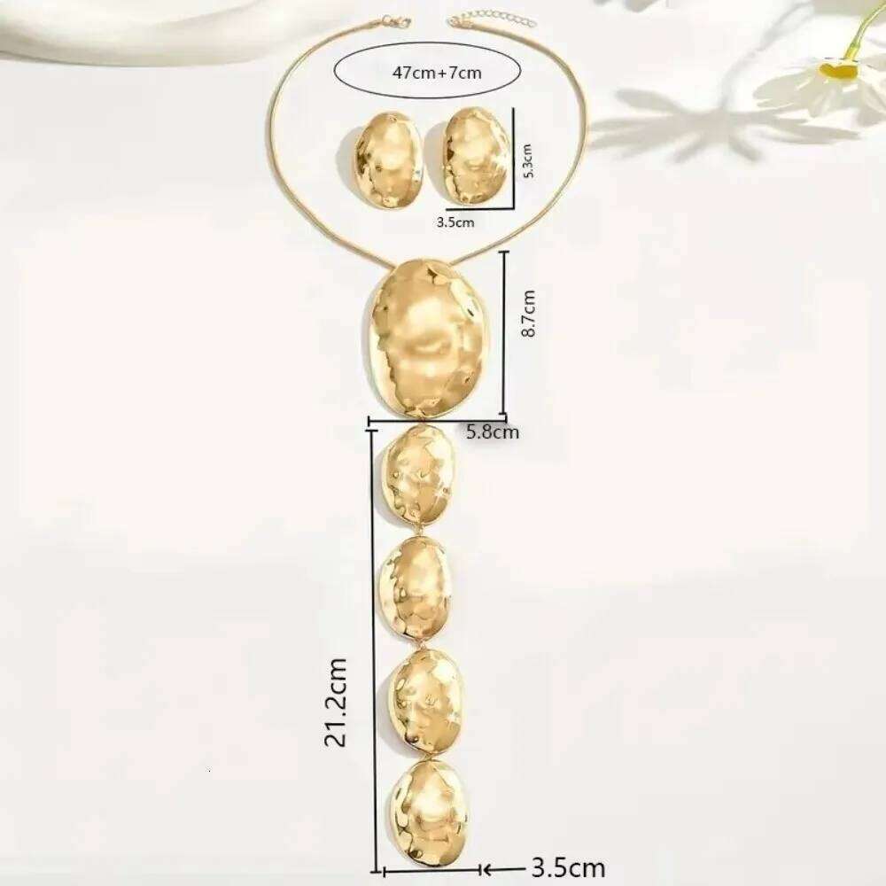 New Oval Elliptical Pendant Bohemian Y Shape Earring Set Elegance Large Sweater Chain Fashion Jewelry H260312