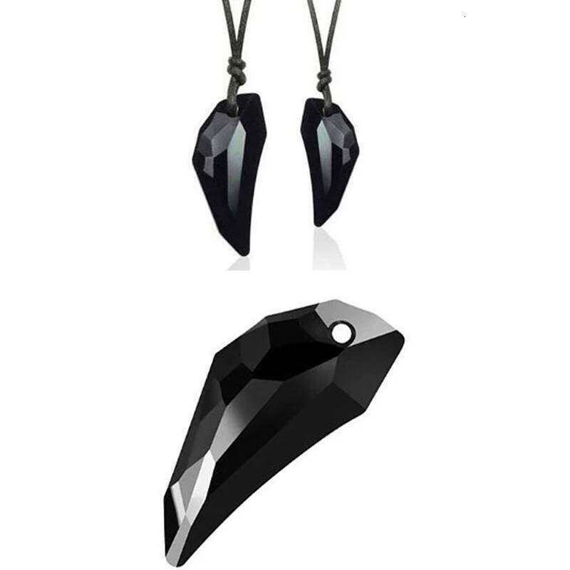 Austrian Crystal Teeth Of The Wolf Pendant Chains Long Leather Men Jewelry Couple Necklace Gift Glass 2024 H260312