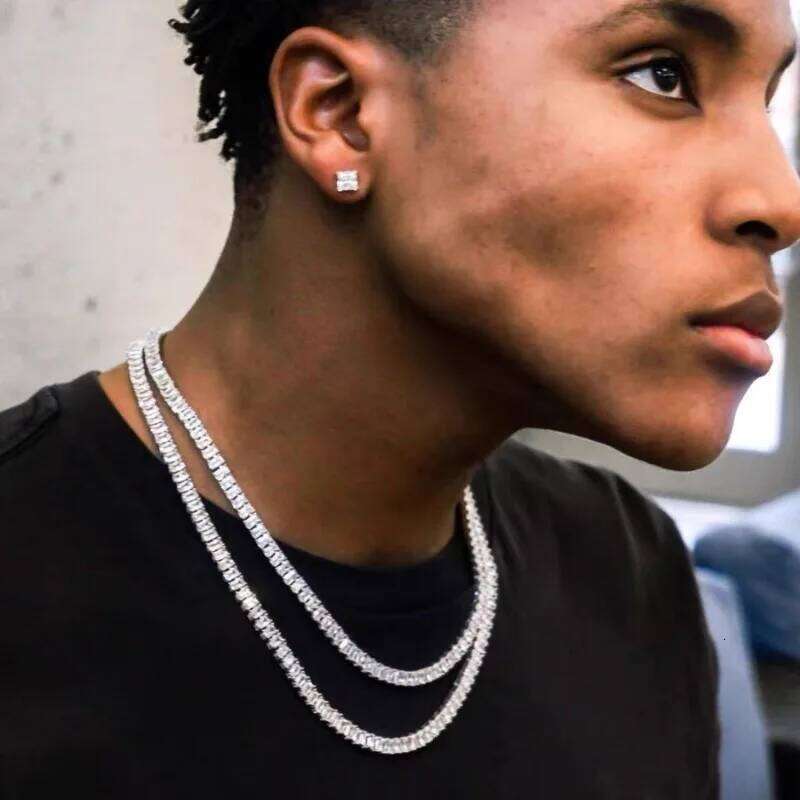 Hip Hop Tennis Chain Necklace Bling Party Jewelry Men Women Concerts Festivals Ideal Gift for Rapper Fans Trendsetters H260312