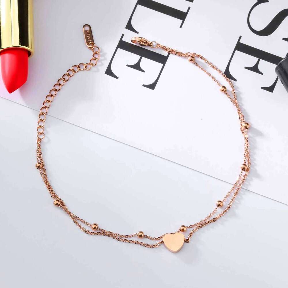 Lokaer Fashion Bohemia Double Layer Stainless Steel Heart Charm Bracelets For Women Rose Gold Plated Chain Link Bracelet B18197 Z260313