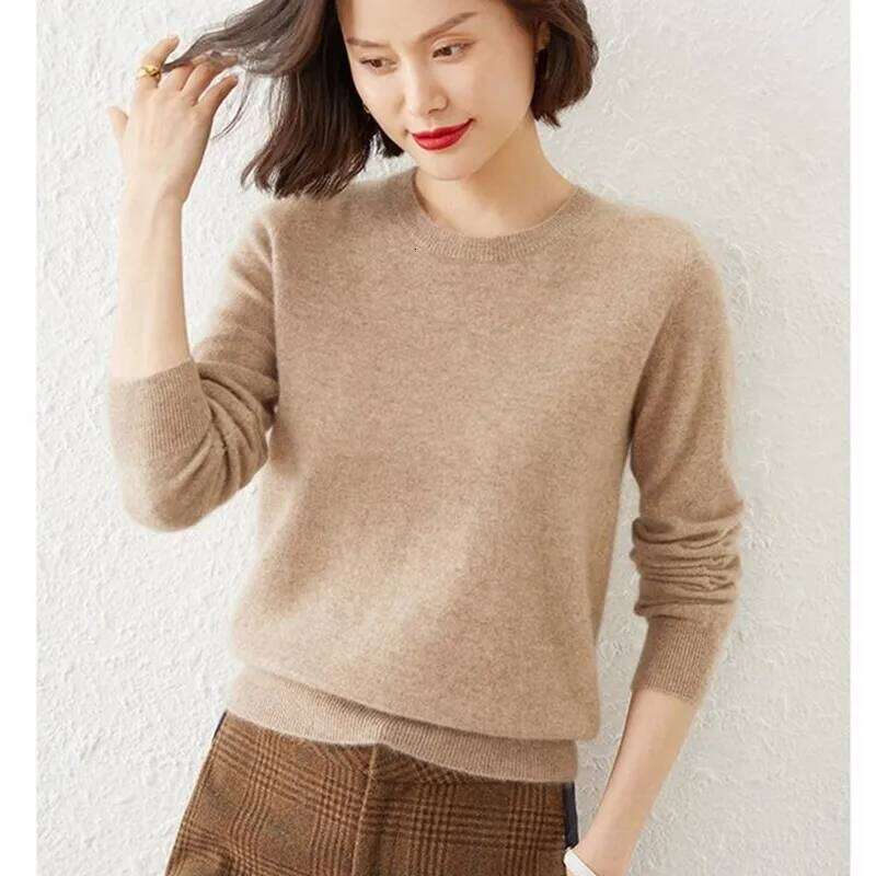 High Quality Pure Colors Spring Autumn Winter European Style Women Fashion Pullovers Knitted Cashmere Wool Sweater Lady Big Size Z260313