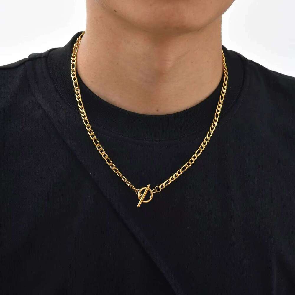 Vnox 50cm Stainless Steel Necklaces for Men Women, OT Buckle Link Choker, Classic Party Jewelry Accessories Chain H260312