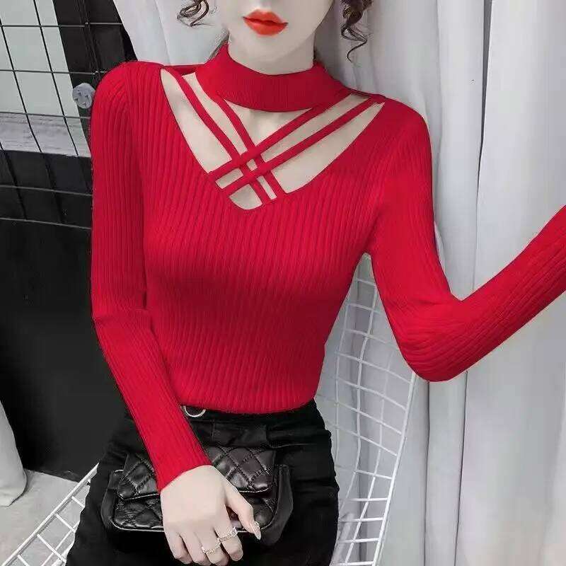 Autumn Winter Coat Women Clothing Soft Sweaters Trend Sexy Slim Knit Pullover See-through Long Sleeve Tops Design Hollow Out Top Z260314