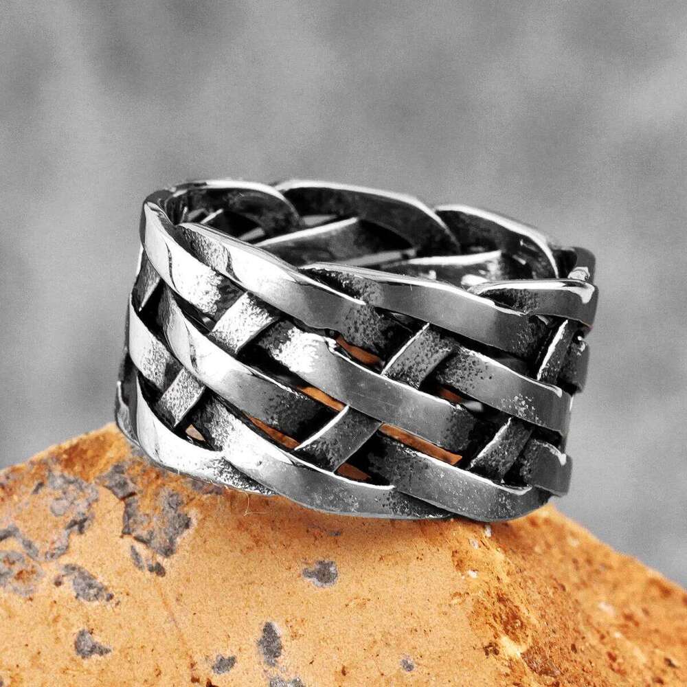 Weaving Hollow Stainless Steel Mens Rings Trendy Simple Unique Stylish for Male Boyfriend Jewelry Creativity Gift Wholesale H260312