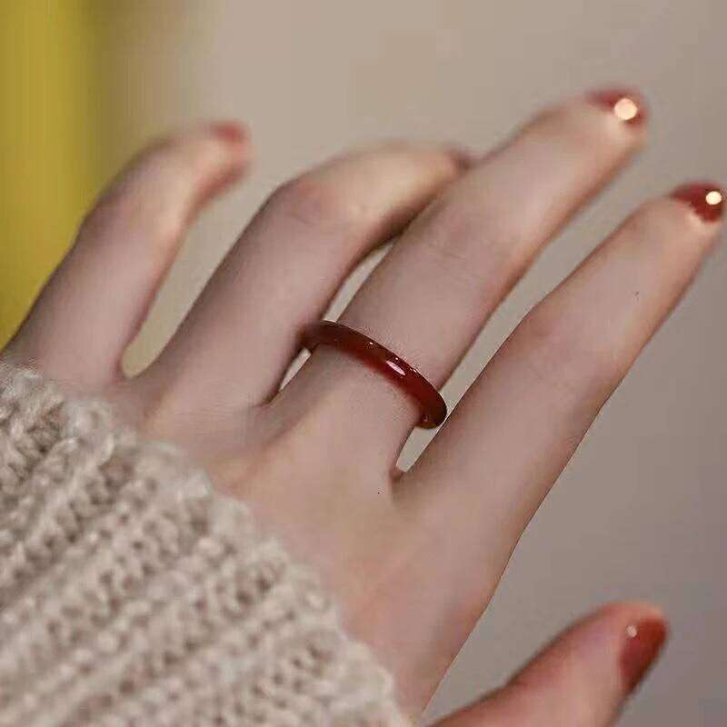 Fashion Non-fading Vegetarian Imitation Jade Thin Ring For Woman Vintage Jewelry Girls Accessories Gifts H260312