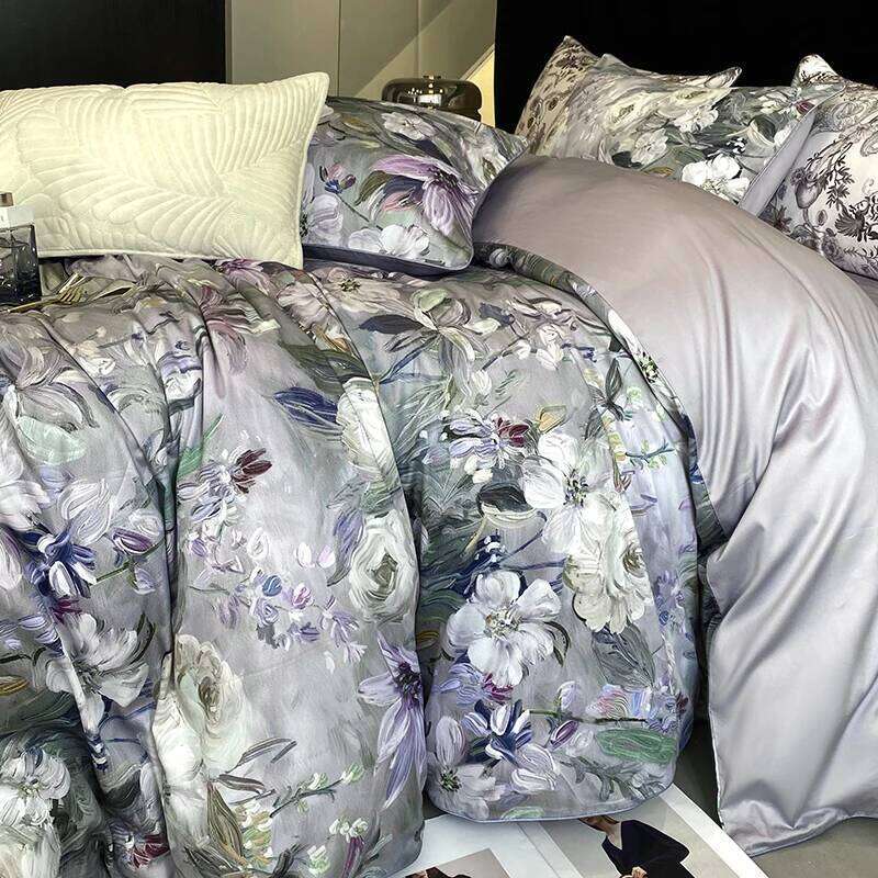 1000TC Egyptian Cotton Bedding Set, Vintage Oil Painting Style, Plant Flowers Pattern, Soft, Duvet Cover, Bed Sheet, Pillowcases H260312 - view 5