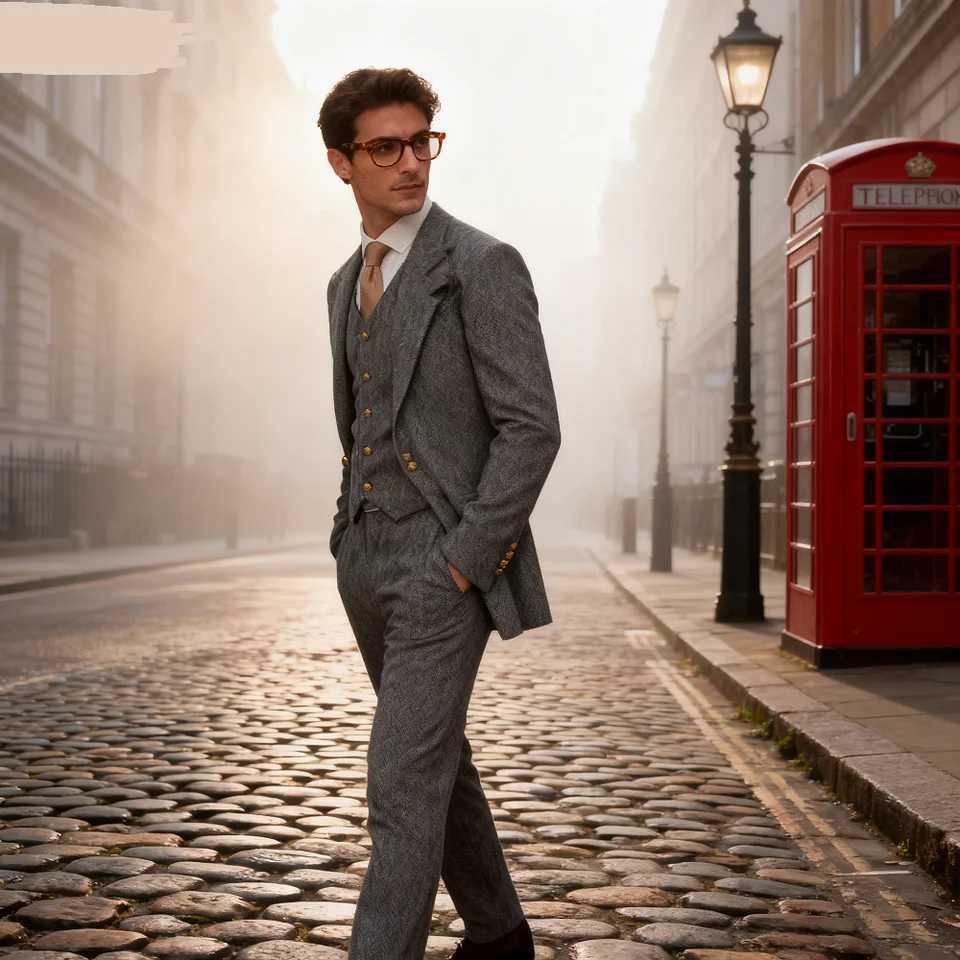 Mens 3-Piece Solid Wedding Tuxedo Slim Fit One-Button Jacket with Shawl Lapel And Vest Pants Set for Groomsmen Formal Dinner M260313