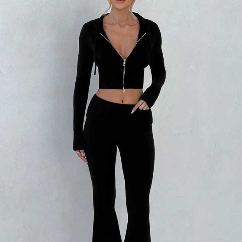 Spring New Womens Clothing Slim-fit Short Hooded Top Casual Pants Fashion Suit Womens Two-piece Set M260313