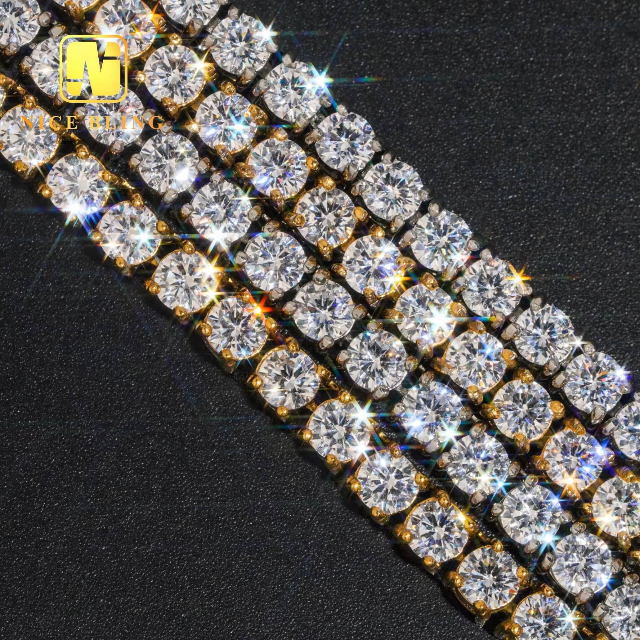 Wholesale Price 18k Gold Plated Hip Hop Jewelry Tennis Chain 4mm 5a Diamond Tennis Necklaces Bracelets