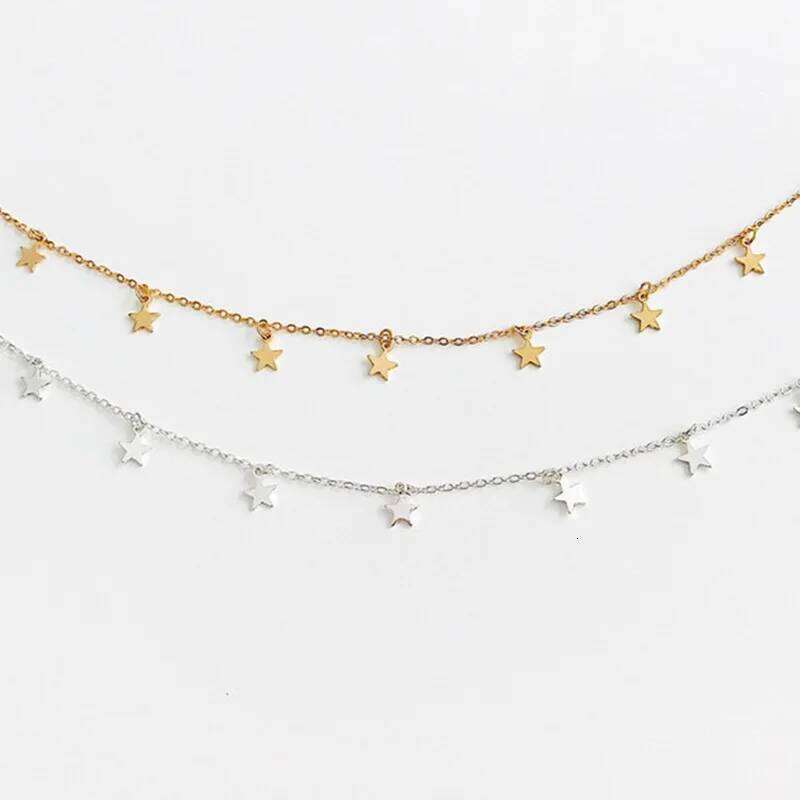 Fashion Star Pendant Clavicle Chain Necklace Choker Charms Gold Silver Color Metal Collar Necklaces For Women Neck Jewelry H260312