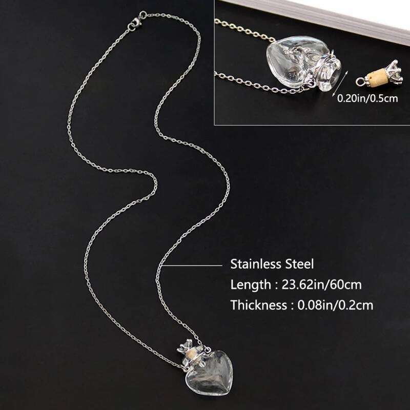 Transparent Heart Bottle Necklaces Titanium Steel Chain Make a for Wish Blood Vial Necklace Women Jewelry H260312