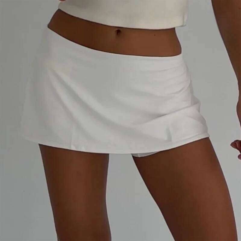 New Fashion Women Solid Satin Short Skirt Y2k Chic Side Zipper Mini Skirts Built In Shorts Vintage High Waist Streetwear Z260314