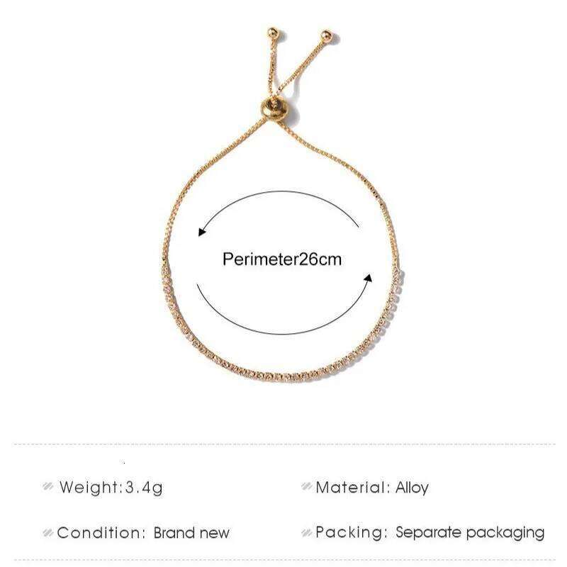 Classic Simple Pull Adjustable Single Row Crystal Bracelet for Women Charm Enfashion Silver Color Zircon Bangle Jewelry Gift Z260313