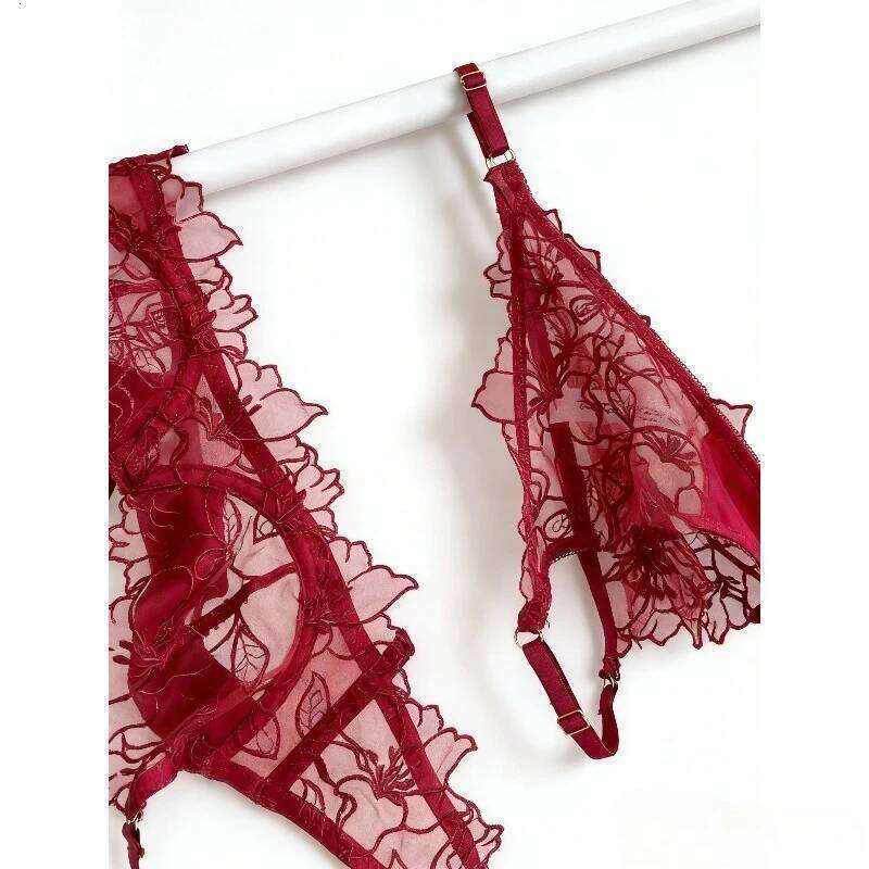 Padded Bra Small Bust | Lace Embroidered & Mesh Underwear Set with Soft Underwire, Comfortable Demi Cup Sexy Tushy Panty PP