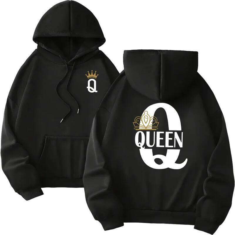 Hot selling women's men's hoodies, king queen printed sportswear, casual couple outfits, pullovers, daily wear Z260315