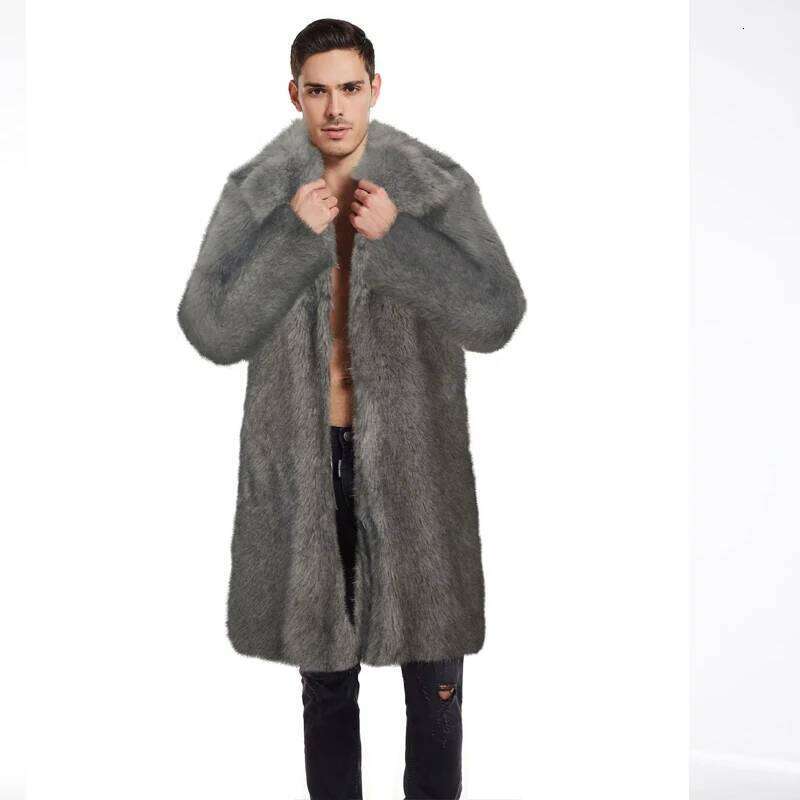 Men's High-quality Coat for Autumn European and American Foreign Trade Popular Winter New Arrival Faux Fur Long Jacket Z260313
