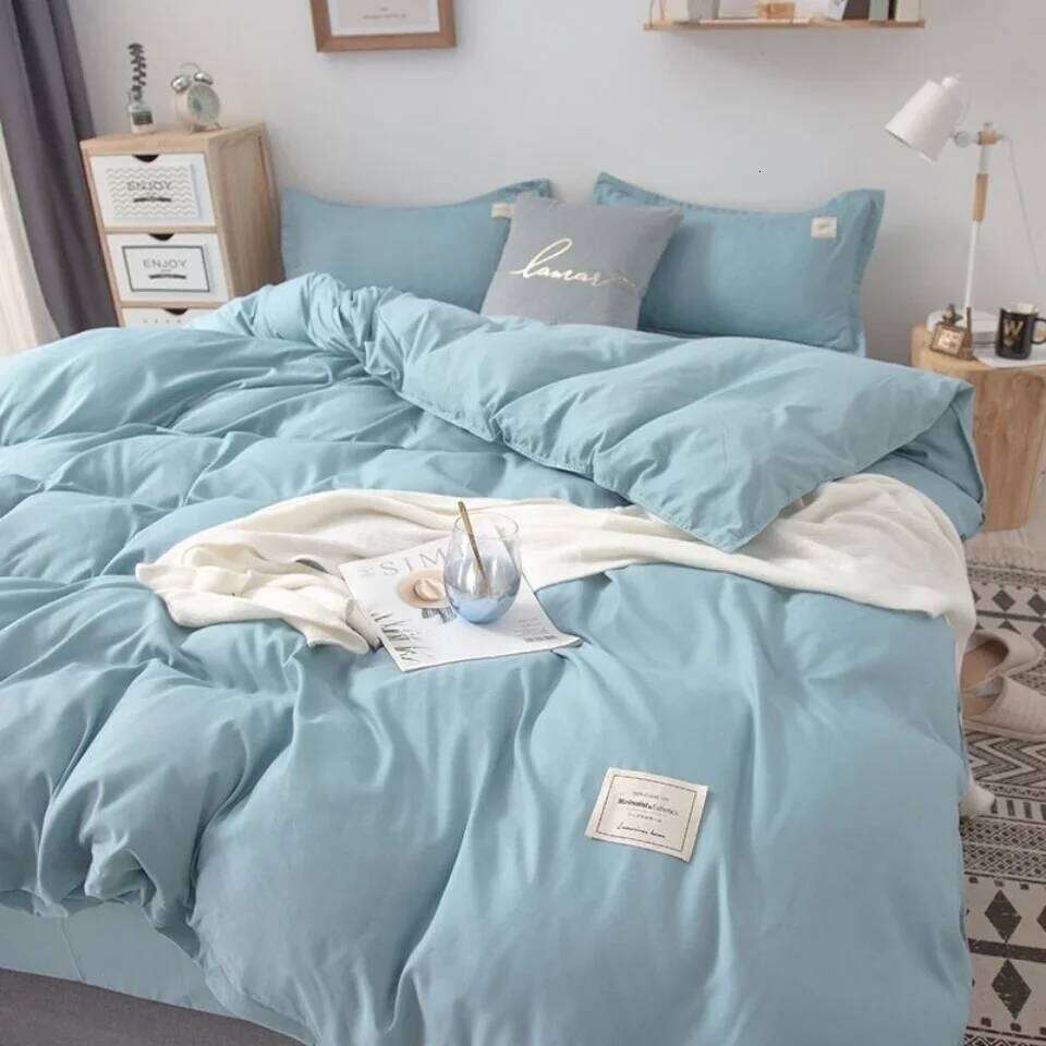 Y Home Simple Japanese Solid Color Pink Bedding Set Cover Twin Full Queen Linen Girl Women Polyester Bed Flat Sheet Pill H260312 - view 5