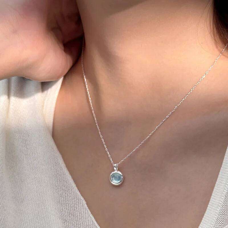Mewanry Delicate Blue Pendant Necklace For Women Girl Fashion Simple Creative Elegant Sweet Clavicle Chain Birthday Jewelry Gift H260312