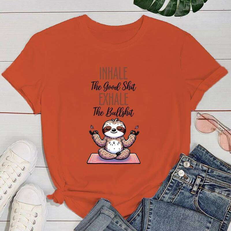 yogo shirt Funny Yogo Sloth Letter Print T-Shirt Womans Casual Summer Cool T Shirt Plus Size Tops Tees Z260314