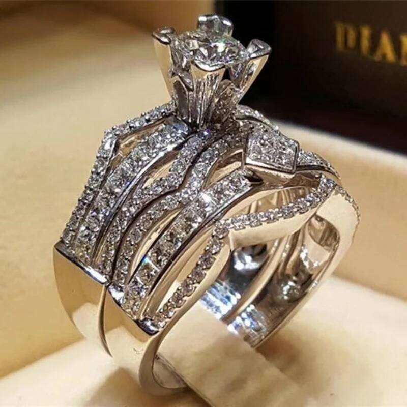 Classic Wedding Engagement for Women Brilliant Cubic Zirconia Crystal Proposal Ring Anniversary Gift Jewelry H260312