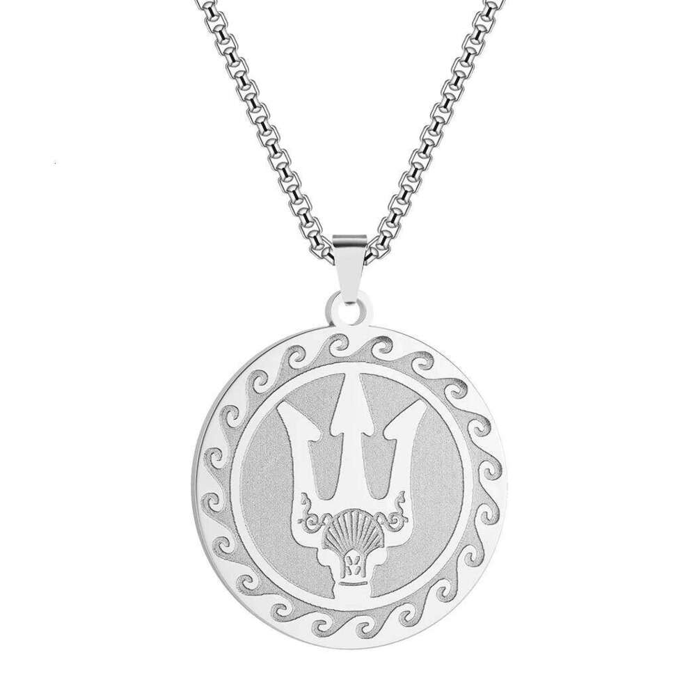 Kinitial Poseidon Unisex Greek God of the Sea, Locket Necklace, Exquisite Trident Talisman necklace H260312