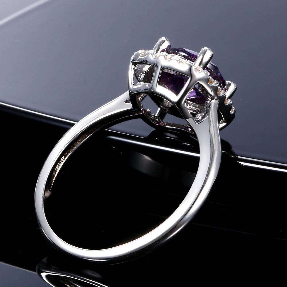 925 Sterling Silver Ring Purple Round 8MM Amethyst High Quality Square Diamond Sparkling Wedding Engagement Rings for Women H260312