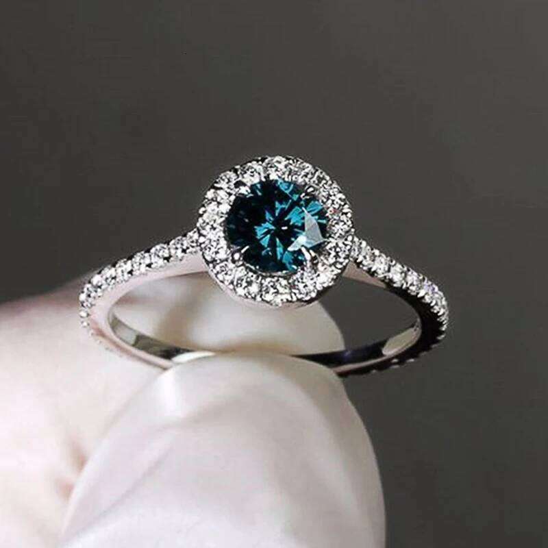 Huitan Simple and Classic Wedding Eternity for Women White/Blue/Red Cubic Zirconia Temperament Female Rings Trend Jewelry H260312