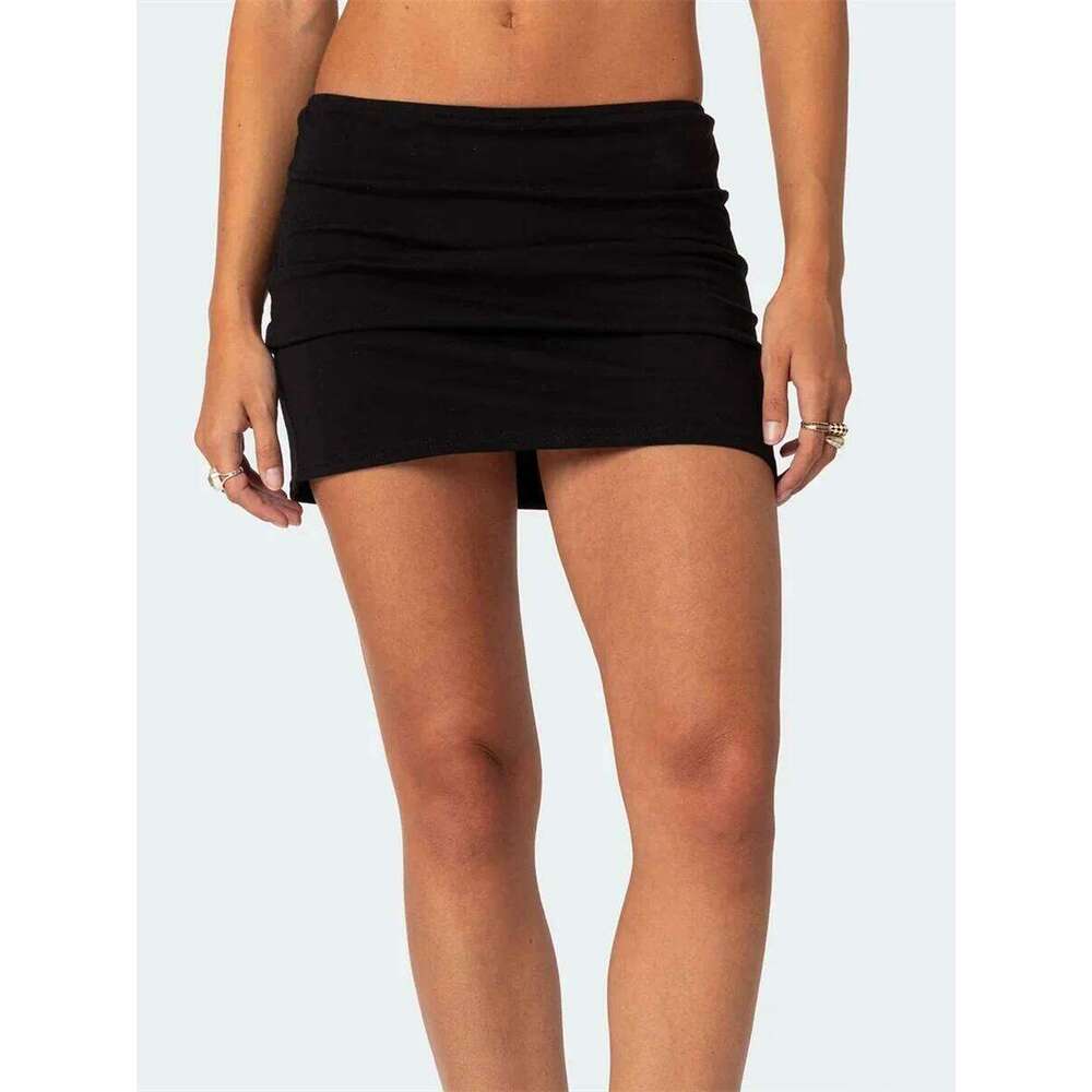 Women Y2k Low Waist Mini Slim Fit Solid Wrap Bodycon Pencil Short Skirt Summer Sexy Club Sporty Streetwear Z260314