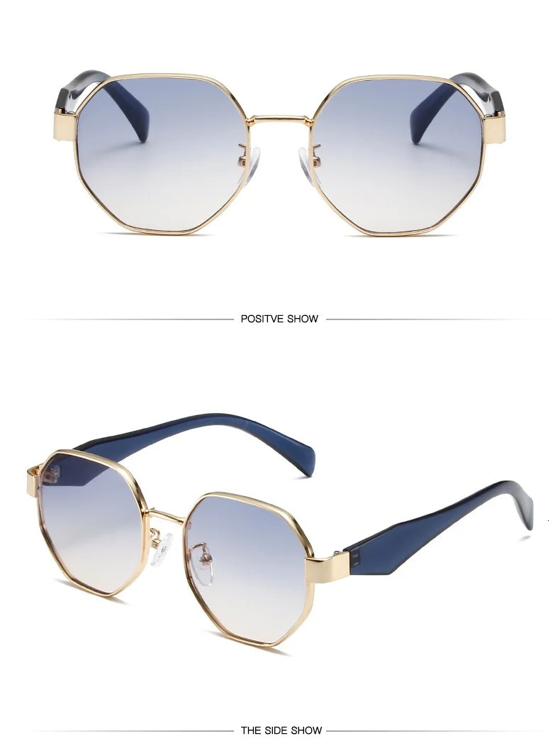 Retro Sunglasse Fashion Polygonal Metal Frame Sunglasses Men Decorative Sun Glasses Uv400 260312