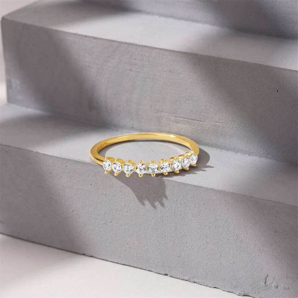 CANNER 925 Silver Simplicity Water Droplet Zircon Rings For Women 18K Gold Super Flash Single Row Clustered Shape Fine Jewelry H260312