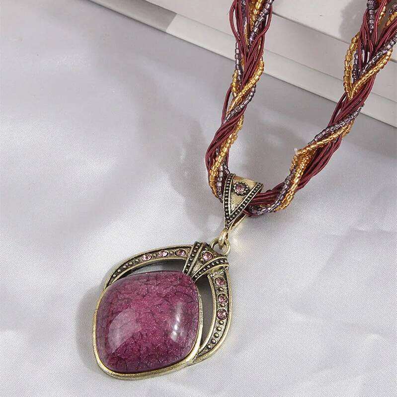 Fashion Bohemia Ethnic Handmade Necklaces For Women Bijoux Multilayer Beads Chain Geometic Pendant Necklace Woman Gift H260312