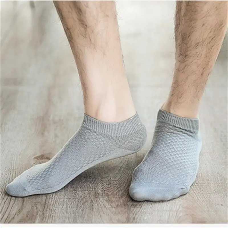 5Pairs/Mens Bamboo Fabric Socks High Quality Bamboo Fiber Casual Socks Breathable Antibacterial Deodorant Mens Ankle SocksEU45 D260313