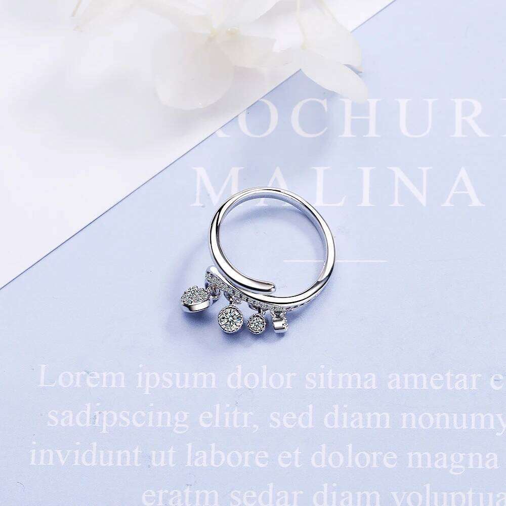 925 Silver Shiny Cubic Zirconia Tassel Jewelry Charm Bohemia Minimalism Birthday Gift Anillos Bague Femme Ring H260312