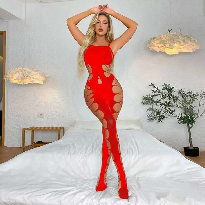 Sleepwear Nightwear Body Stocking Bodysuit Sheer Plus Size Leather Lingerie Corset Women Sexy LingRie Set