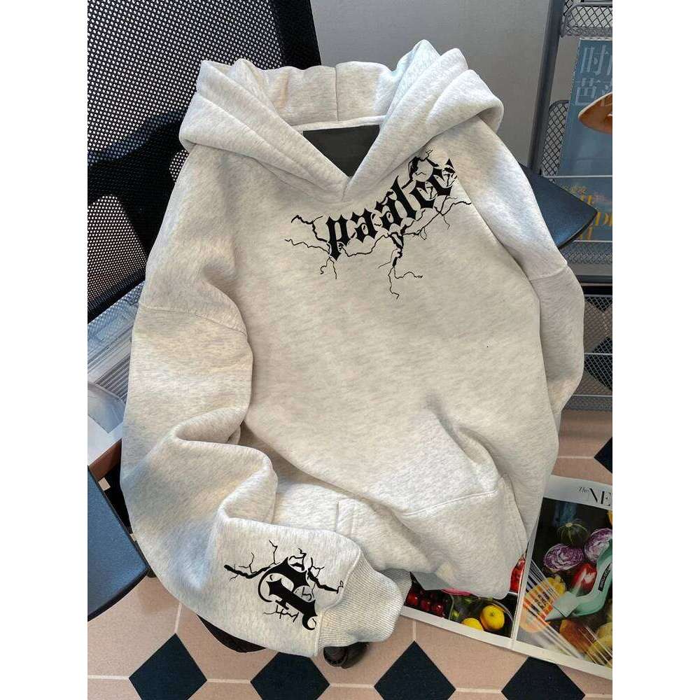 Autumn Winter Gothic Letters Languorous Lazy Wind Men Women Hooded Sweatshirt Daily Outdoor Holiday Casual Loose Warm Sportswear Z260314